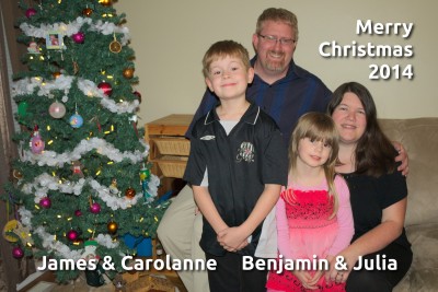 Merry Christmas 2014 from James, Carolanne, Benjamin and Julia