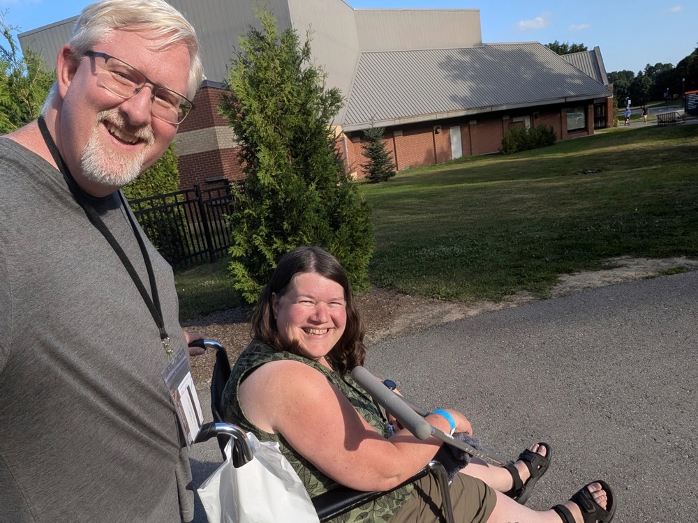 Carolanne in a wheelchair